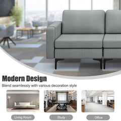 3 Seat Modular Sofa in Grey, 94.5 in Wide with Built In Outlet, 2 USB Ports and Hidden Storage Box