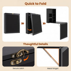 Convertible Wall Mounted Table with A Chalkboard-Black