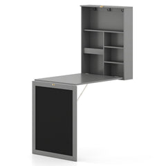 Convertible Wall Mounted Table with A Chalkboard-Gray