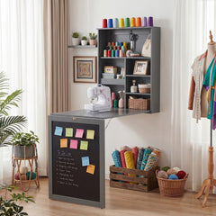 Convertible Wall Mounted Table with A Chalkboard-Gray