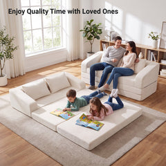 Corduroy Loveseat Sleeper Sofa in Cream, 61 in Wide, Folds Out to an 85 in Bed, Rated 705 lb