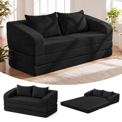 Black Corduroy Foam Sleeper Loveseat, 61 in Sofa that Opens to a 61 by 85 in Bed, No Mechanism