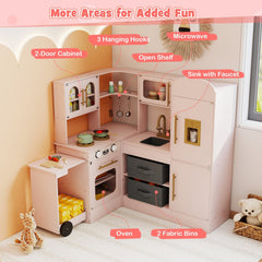 Corner Kitchen with Lights and Sounds for Kids Ages 3+-Pink