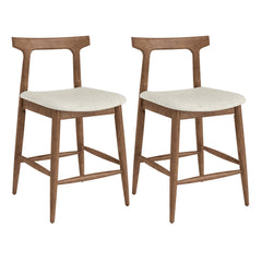 Solid Wood Counter Stools with Curved Backs in Walnut, 24 Inch Seat Height