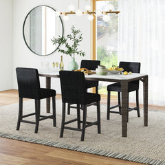 Set of 2 Counter Height Bar Stools in Charcoal with Thick Cushions, 24.5 Inch Seat
