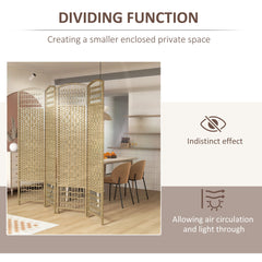 4 Panel Folding Room Divider, Portable Privacy Screen, Wave Fiber Room Partition for Home Office, Black