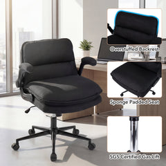 Criss Cross Chair on Wheels with Flip-up Arms Adjustable Height-Gray