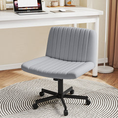 Criss Cross Chair with Wheels Cross-Legged Swivel Desk Chair with Soft-Padded Wide Seat-Gray
