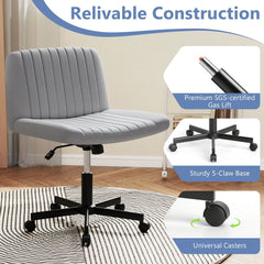 Criss Cross Chair with Wheels Cross-Legged Swivel Desk Chair with Soft-Padded Wide Seat-Gray