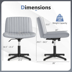 Criss Cross-Legged Swivel Desk Chair No Wheels-Gray