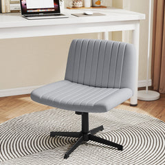 Criss Cross-Legged Swivel Desk Chair No Wheels-Gray