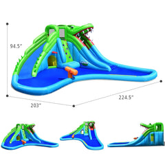 Crocodile Inflatable Water Park with Two Slides, Hiding Tunnel and Blower Included