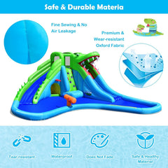 Crocodile Inflatable Water Park with Two Slides, Hiding Tunnel and Blower Included
