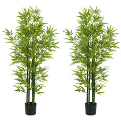 5FT Artificial Bamboo Tree, Faux Decorative Plant in Nursery Pot for Indoor Decor, Set of 2