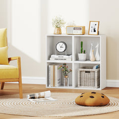 Cube Storage Organizer Stackable Open Book Shelf Wooden Display Shelving Unit-White