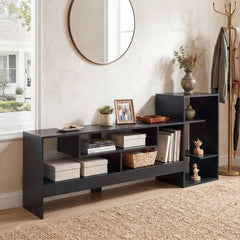 Cube TV Stand for 55 Inch TV with Power Outlets and Open Storage Shelves-Black