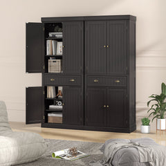 Cupboard Freestanding Kitchen Cabinet w/ Adjustable Shelves-Dark Brown