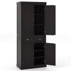 Cupboard Freestanding Kitchen Cabinet w/ Adjustable Shelves-Dark Brown