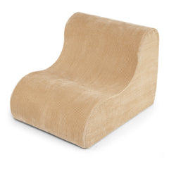 Curved Lazy Floor Sofa in Beige Coral Fleece, Machine Washable Cover and Non Slip Base