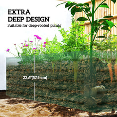 6' x 3' x 2' Raised Garden Bed, Galvanized Planter Box for Growing Flowers, Herbs and Vegetables, Brown