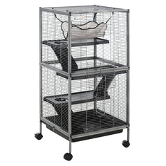 4-Tier Rolling Small Animal Cage, Deluxe Ferret Cage for Mink Chinchilla Kitten Rabbit