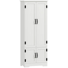 48" 4-Door Storage Cabinet Multi-Storey Large Space Pantry with Adjustable Shelves Black