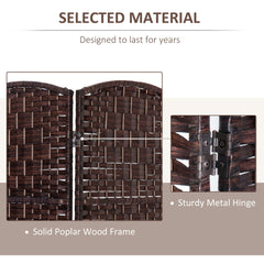 6ft Folding Room Divider, 3 Panel Wall Partition with Wooden Frame for Bedroom, Home Office, Natural