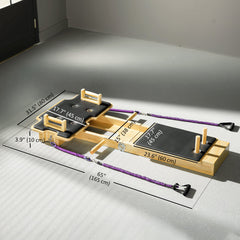 Foldable Pilates Reformer Machine, Multifunctional Pilates Board with Resistance Bands and Multi-Grips for Home Gym