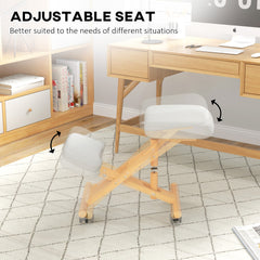 Ergonomic Kneeling Chair, Posture Chair with Rubberwood Frame, Rolling Wheels for Office, Posture Correction, Black