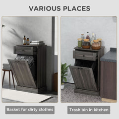 Kitchen Tilt Out Trash Bin Cabinet, Free Standing Recycling Cabinet, Trash Can Holder with Drawer, White