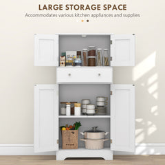 50.5" Kitchen Storage Cabinet, Modern Kitchen Pantry Cabinet with 4 Doors, Drawer, Adjustable Shelf, Black