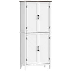 70" Tall Kitchen Storage Cabinet Modern Farmhouse Pantry Cabinet with 4 Chevron Doors and 4 Adjustable Shelves, White