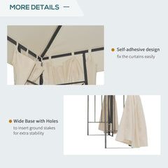 10' x 10' Patio Gazebo Outdoor, Canopy Shelter with Double-tier Roof, Pavilion Sidewalls for Garden Events, Brown