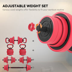 44lbs 4-in-1 Adjustable Weight Dumbbell Set, Barbell, Kettlebell, Push Up Stand, Green