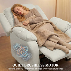 Massage Recliner Chair with Quiet Brushless Motor Pet-Friendly Fabric Power Recliner with 2 Memory Positions Brown