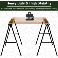 2PCS Saw Horse Twin Pack Folding Workbench Metal Trestle Stands with Non-slip EVA Surface Orange