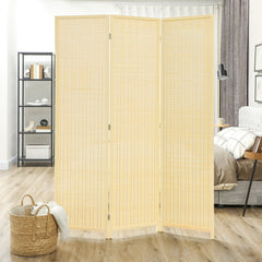 Woven Bamboo Room Divider, 4 Panel Folding Indoor Privacy Screens for Home Office, 71"x71"x0.6", Natural