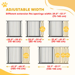 30"- 45" Easy Install Pet Gate w/ Door & Double Locking System, Extra Wide Dog Gate for Stairs, Hallways, White