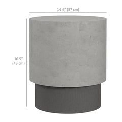 Lightweight Accent Table with Concrete Finish, Round Side Table with 4 Adjustable Feet for Indoor, Outdoor