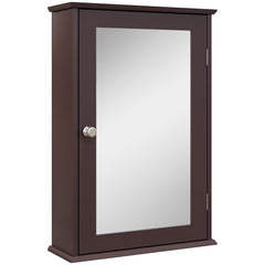 Bathroom Mirror Cabinet, Wall Mounted Medicine Cabinet with Door and Shelves, White