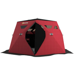 4 Person Insulated Ice Fishing Shelter, Pop-Up Portable Ice Fishing Tent with Carry Bag and Two Doors for -22℉, Black