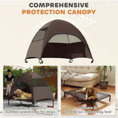 Elevated Dog Bed with Canopy Raised Dog Bed Washable Mesh Steel Frame 41.7" x 29.9" x 39" Coffee