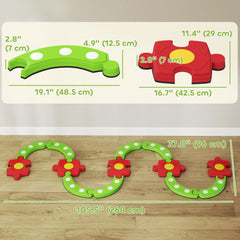 Kids Balance Beam Stepping Stones with Non-slip Surface for Kids 3-8, Build Coordination and Gross Motor Skills, Green