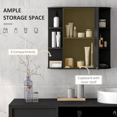 Mirrored Bathroom Wall Cabinet Wall Mounted Medicine Cabinet with Door & Shelves, White