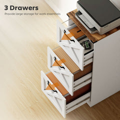 2 Drawer File Cabinet with Silent Slides, Vertical Farmhouse Filing Cabinet Fits Letter/A4 Size Home Office, Black