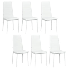 High Back Dining Chairs, Modern Upholstered PU Leather Accent Chairs with Metal Legs for Kitchen, Set of 6, White