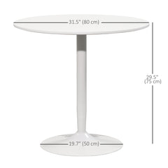 Modern Kitchen Table for 2 People, Round Dining Table with Steel Base for Living Room, Dining Room, White