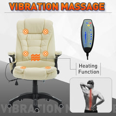 Massage Office Chairs Computer Executive Ergonomic Heated Vibrating Beige