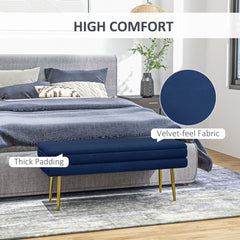 39" Storage Ottoman, Velvet End of Bed Bench with Steel Legs, Foot Stool with Storage for Bedroom, Living Room, Beige