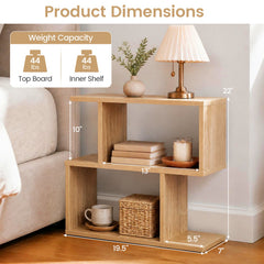 Decorative Storage Shelf Featuring Open Layout and Non-Slip Foot Pads Room Separator-Natural